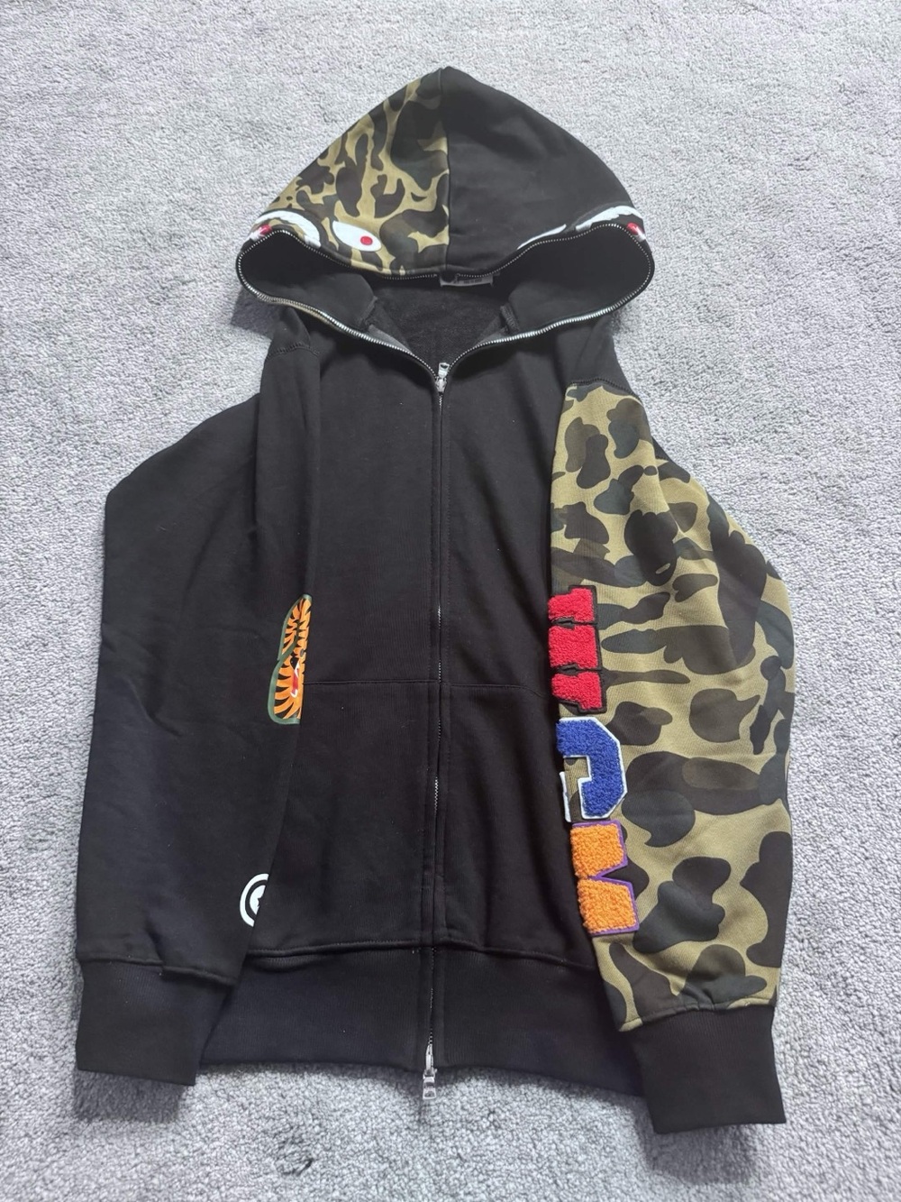 Bape Black & Olive Camo Zip Hoodie Jacket